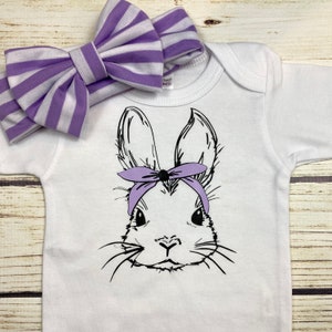 Bandana Bunny Face Baby Girl First Easter Outfit