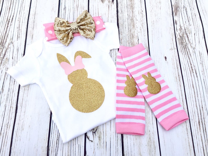 Easter Bunny Outfit for Baby Girl Pink and Gold Etsy