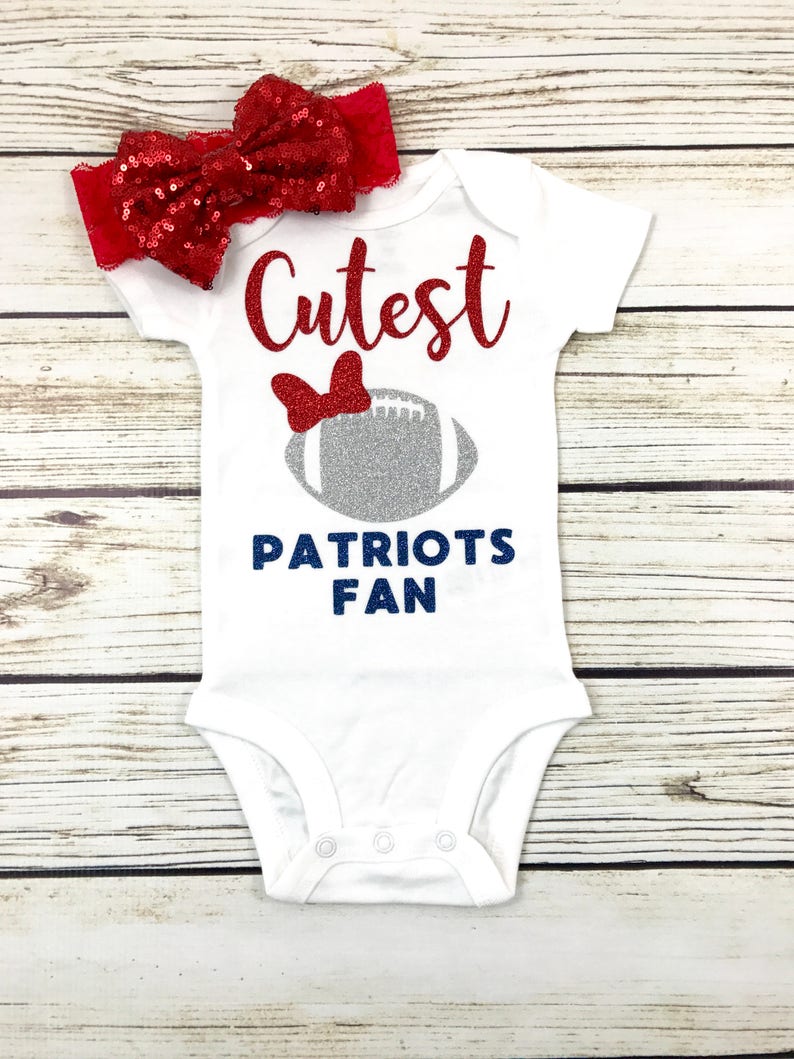 Cutest Patriots Fan Football Bodysuit Outfit For Baby Girl image 3