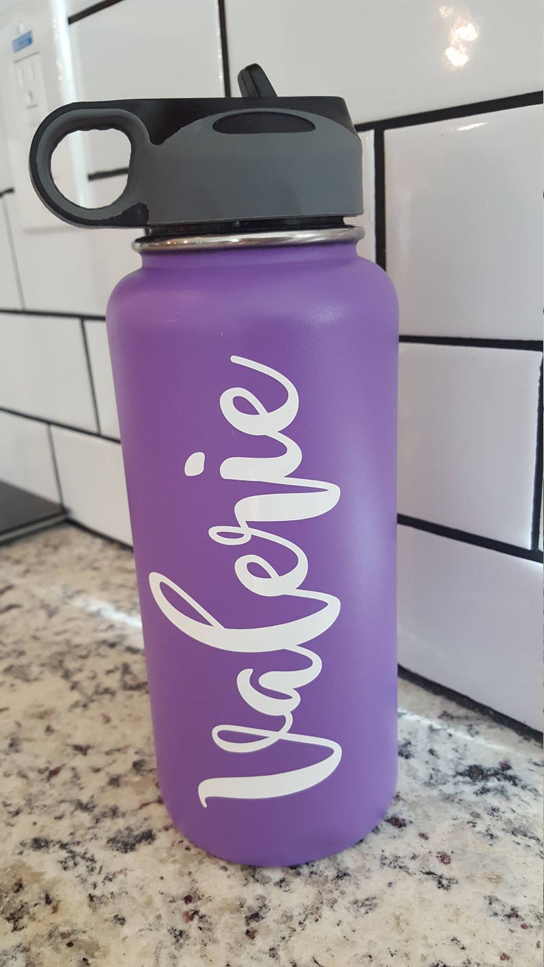 Custom name vinyl decal for Flask Water Bottle 