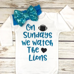 On Sundays We Watch The Lions Football Bodysuit Outfit For Baby Girl