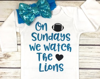 On Sundays We Watch The Lions Football Bodysuit Outfit For Baby Girl