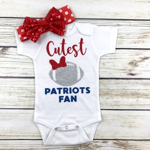 Cutest Patriots Fan Football Bodysuit Outfit For Baby Girl image 6