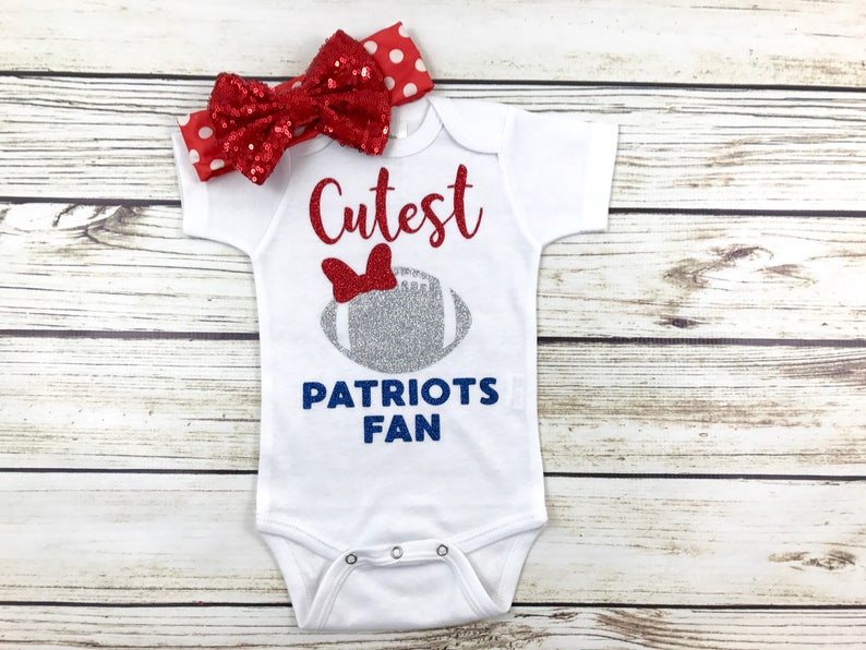 Cutest Patriots Fan Football Bodysuit Outfit For Baby Girl image 6