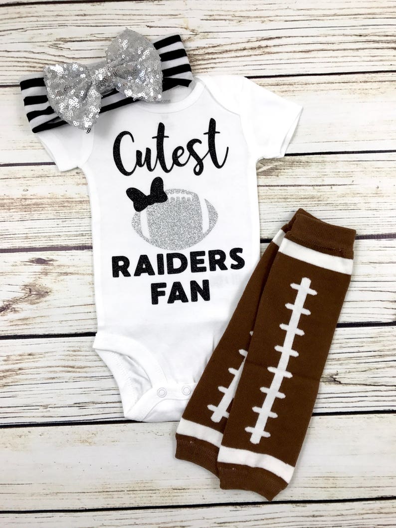 Cutest Raiders Fan Football Bodysuit Outfit For Baby Girl image 2