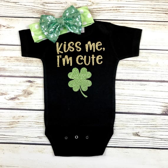 Kiss Me Bodysuit Baby/'s 1st St Patrick/'s Day Baby/'s 1st Bodysuit Irish-ish Bodysuit St Patrick/'s Day Bodysuit