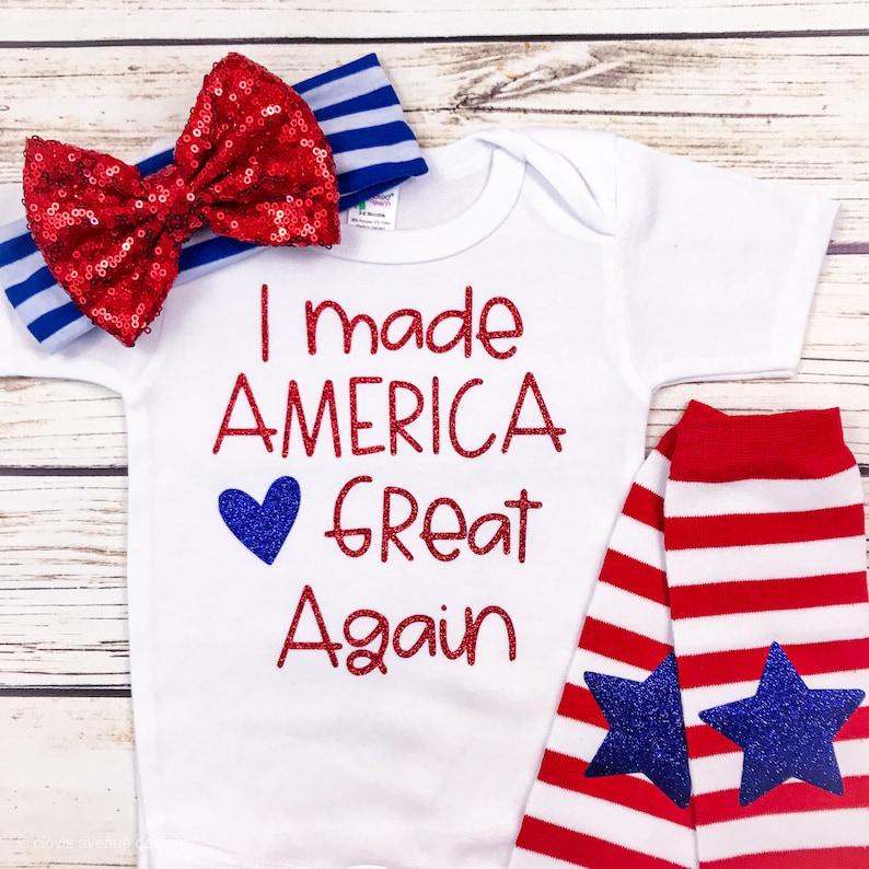 I Made America Great Again Red White & Blue Baby Girl 4th of - Etsy
