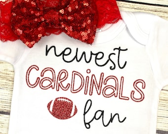 Newest Cardinals Fan Football Bodysuit Outfit For Baby Girl