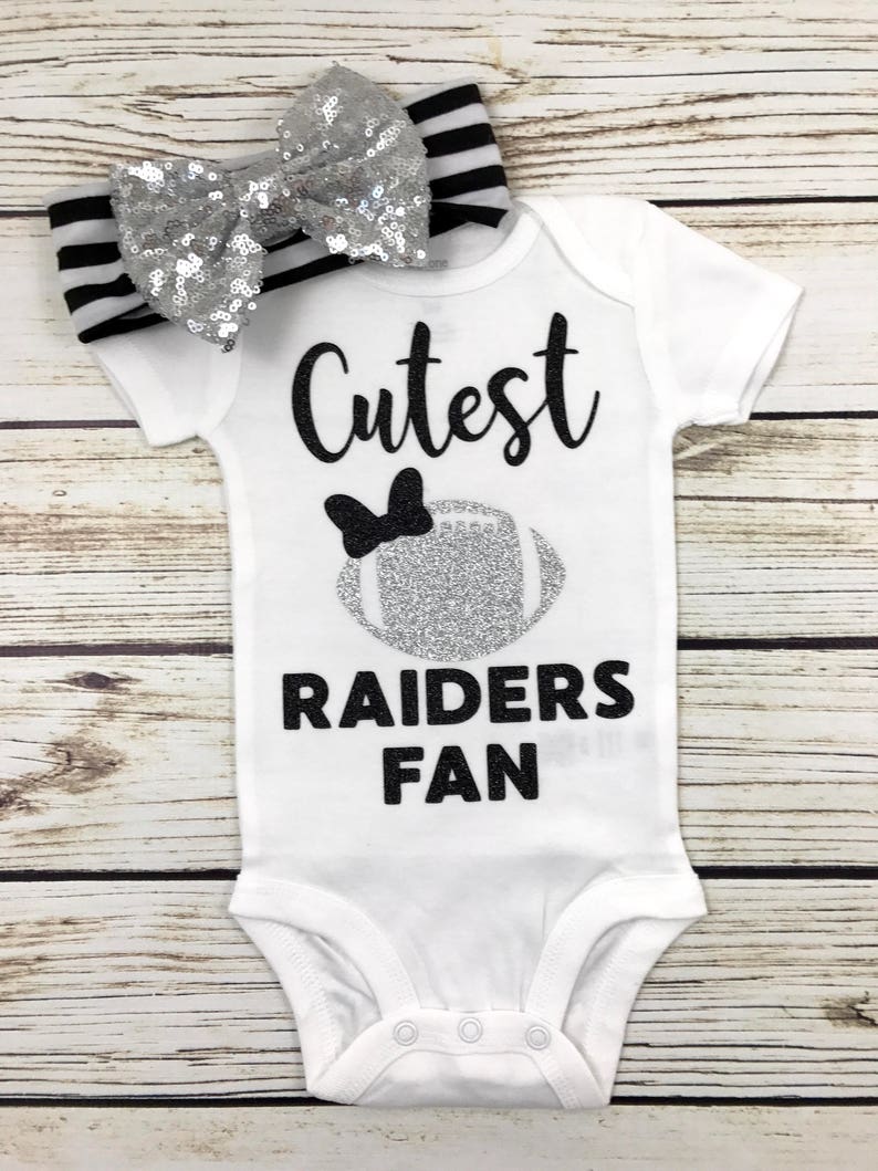 Cutest Raiders Fan Football Bodysuit Outfit For Baby Girl image 1
