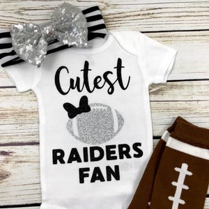 Cutest Raiders Fan Football Bodysuit Outfit For Baby Girl image 3