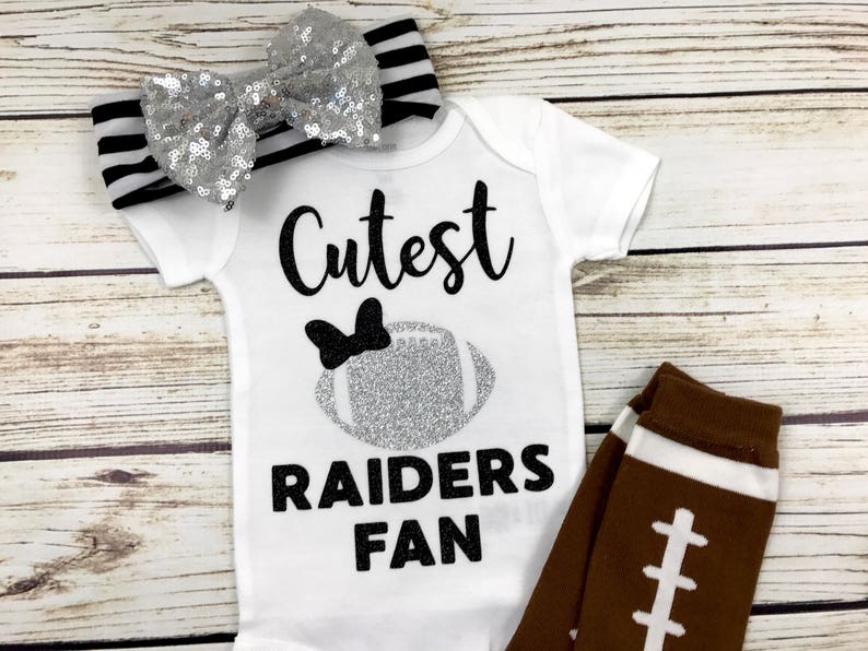 Cutest Raiders Fan Football Bodysuit Outfit For Baby Girl image 3