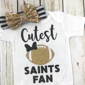 Cutest Saints Fan Football Bodysuit Outfit For Baby Girl