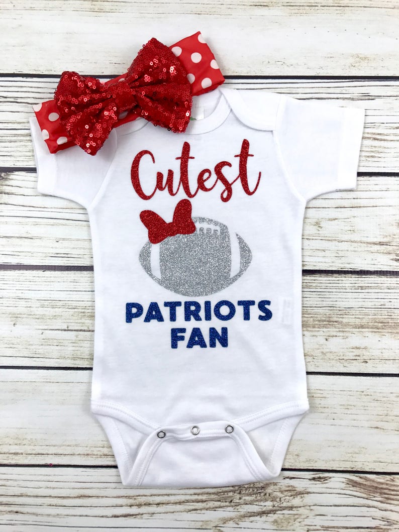 Cutest Patriots Fan Football Bodysuit Outfit For Baby Girl image 7