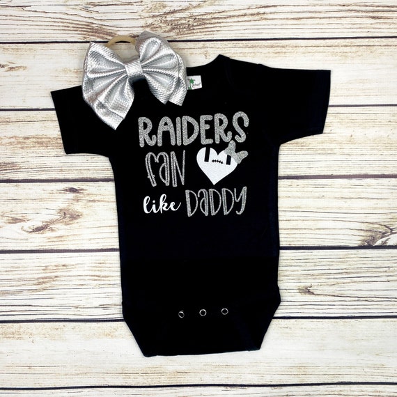 Raiders Fan Like Daddy Football Bodysuit Outfit for Baby Girl