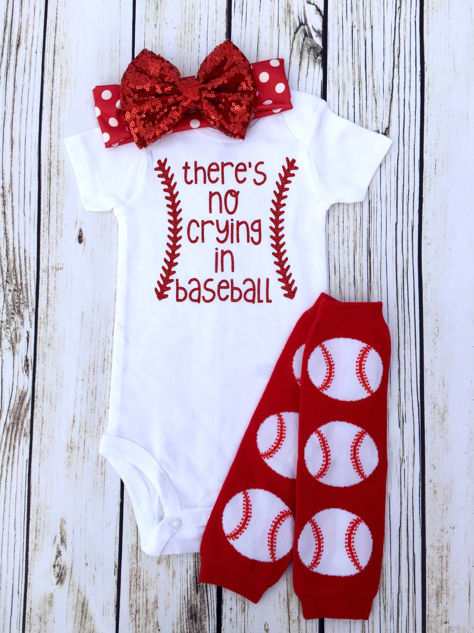 There's No Crying In Baseball Baby Girl Outfit Etsy