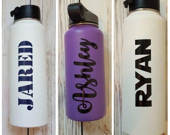 Custom name vinyl decal for Flask Water Bottle