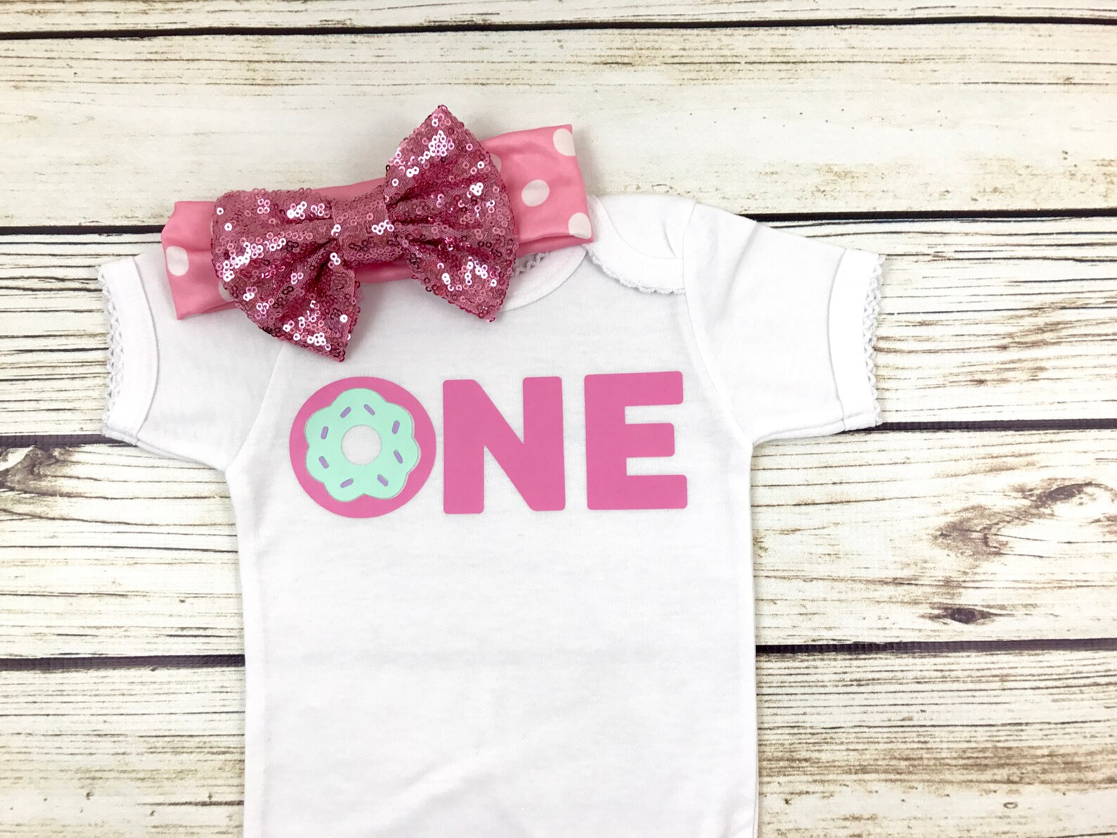 Donut One Pink and Mint First Birthday Outfit for Baby Girl Etsy