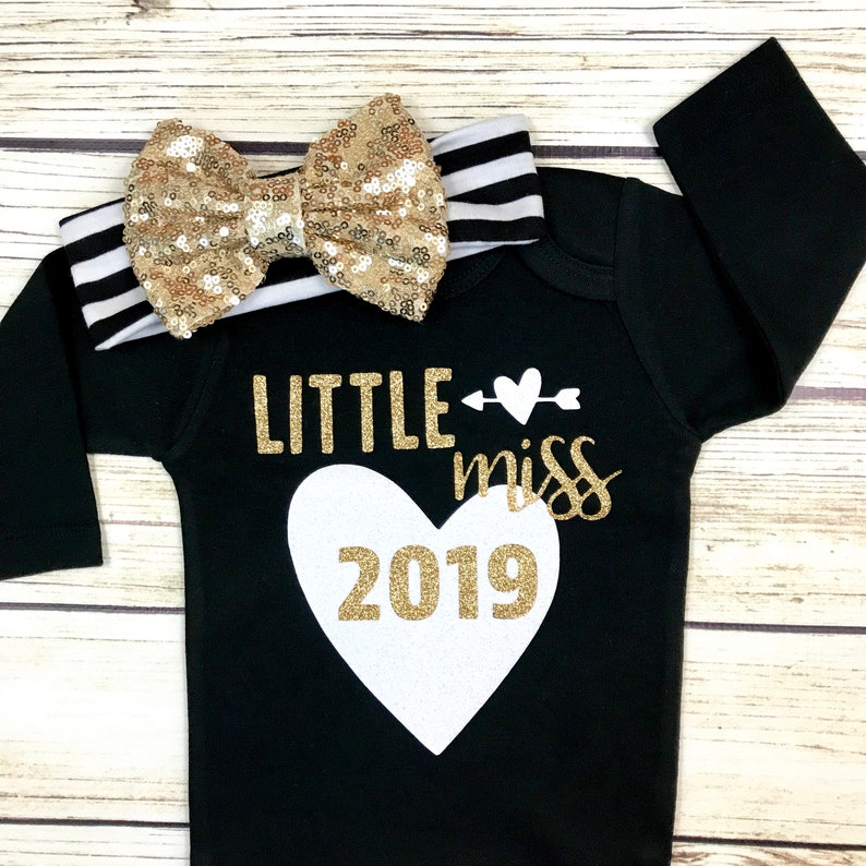 Little Miss 2019 New Years Eve Bodysuit Outfit For Baby Girl