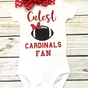 Cutest Cardinals Fan Football Bodysuit Outfit For Baby Girl