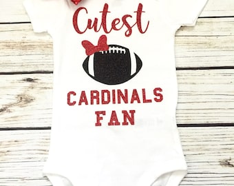Cutest Cardinals Fan Football Bodysuit Outfit For Baby Girl