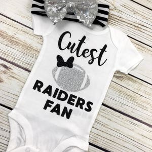 Cutest Raiders Fan Football Bodysuit Outfit For Baby Girl image 4