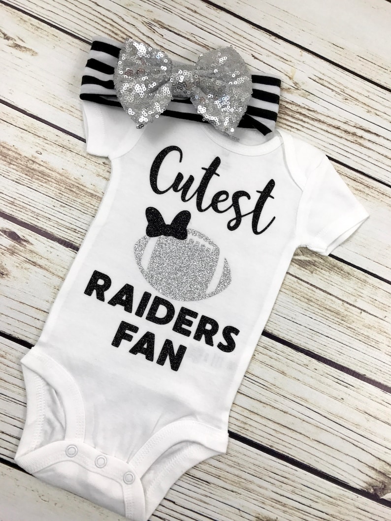 Cutest Raiders Fan Football Bodysuit Outfit For Baby Girl image 4