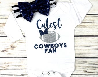 Cutest Cowboys Fan Football Bodysuit Outfit For Baby Girl