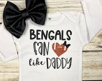 Bengals Fan Like Daddy Football Bodysuit Outfit For Baby Girl