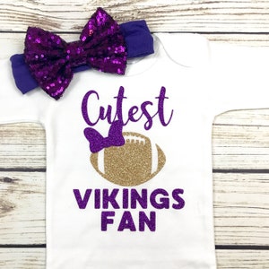 Cutest Vikings Fan Football Bodysuit Outfit For Baby Girl