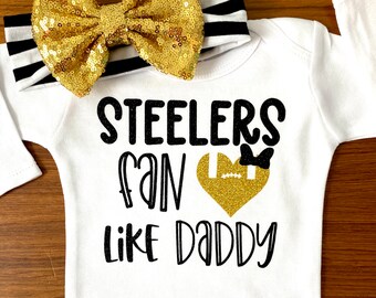 Steelers Fan Like Daddy Football Bodysuit Outfit For Baby Girl