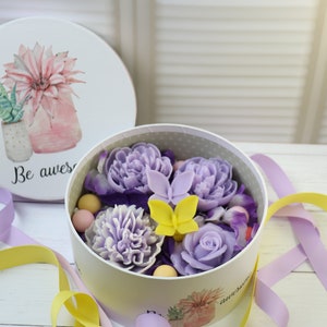 Handmade soap set "Purple Flowers in the Box"