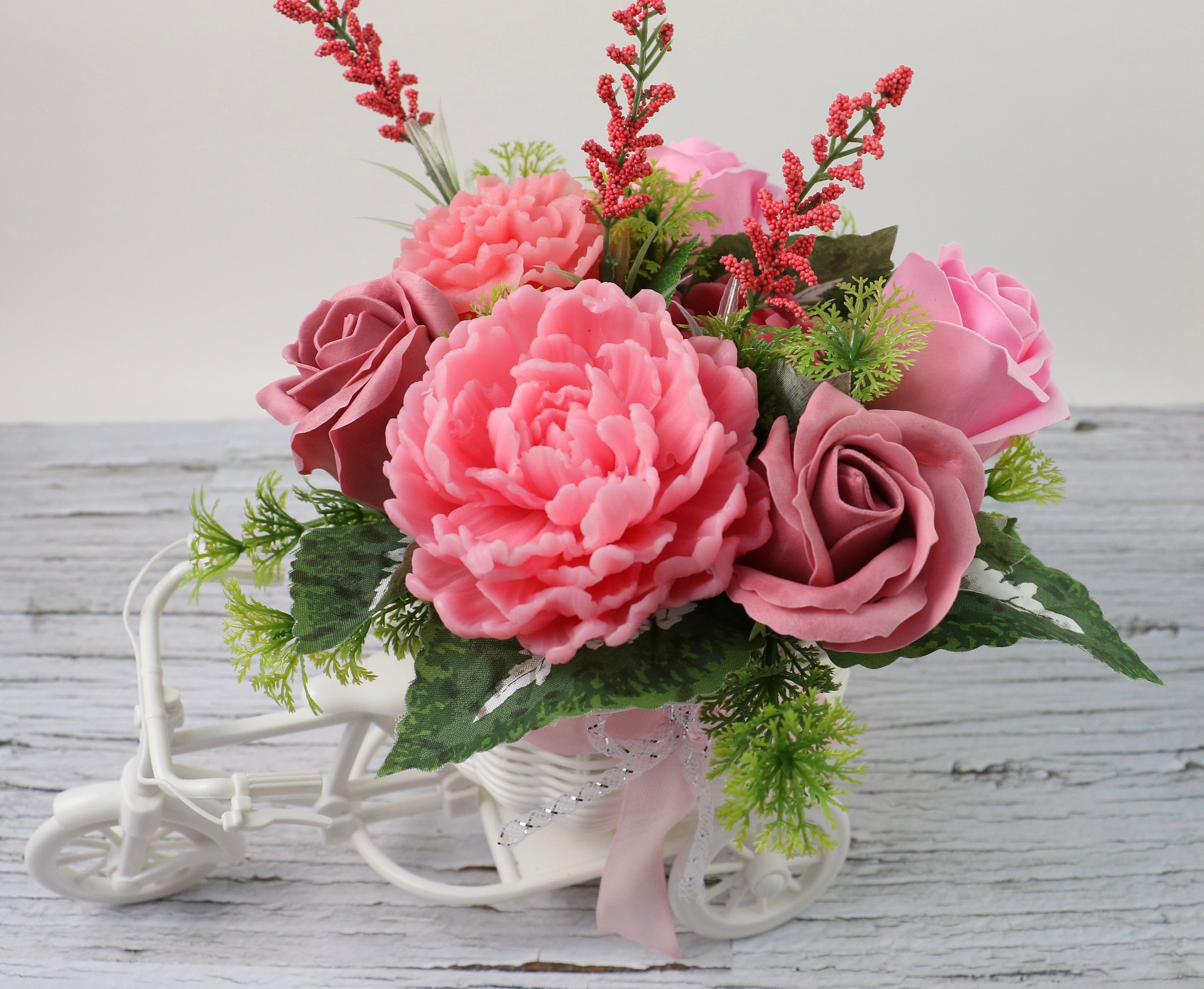 Handmade Soap Bouquet roses in the Bicycle Etsy UK