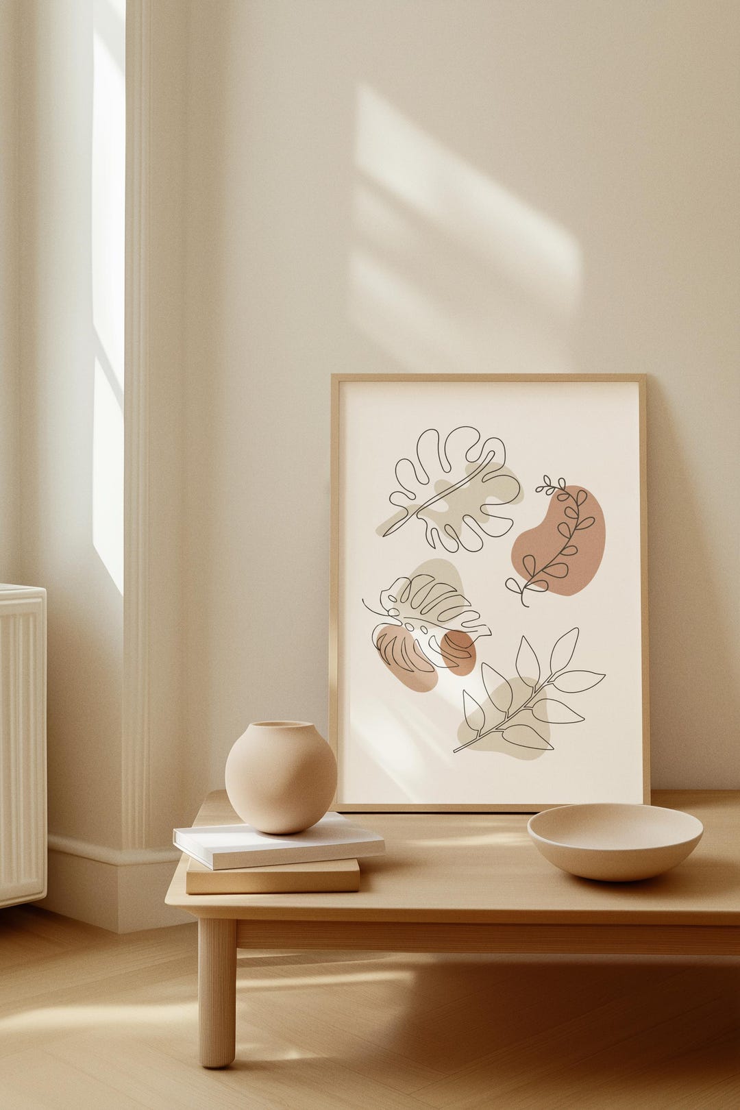 Minimalist Botanical Line Art Print: Earth Tones, Modern Wall Decor - Etsy