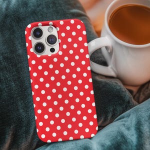 Red Polka Dot iPhone Case: Retro Protective Tech Accessory