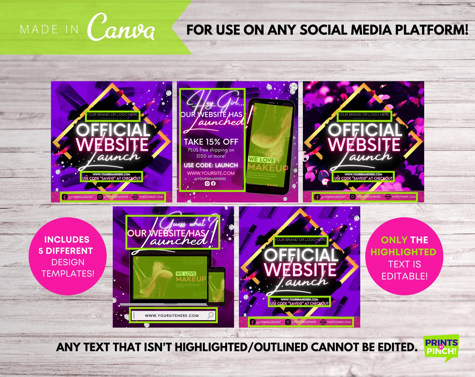 LIP GLOSS site Launch Social Media Flyer Template DIY Etsy