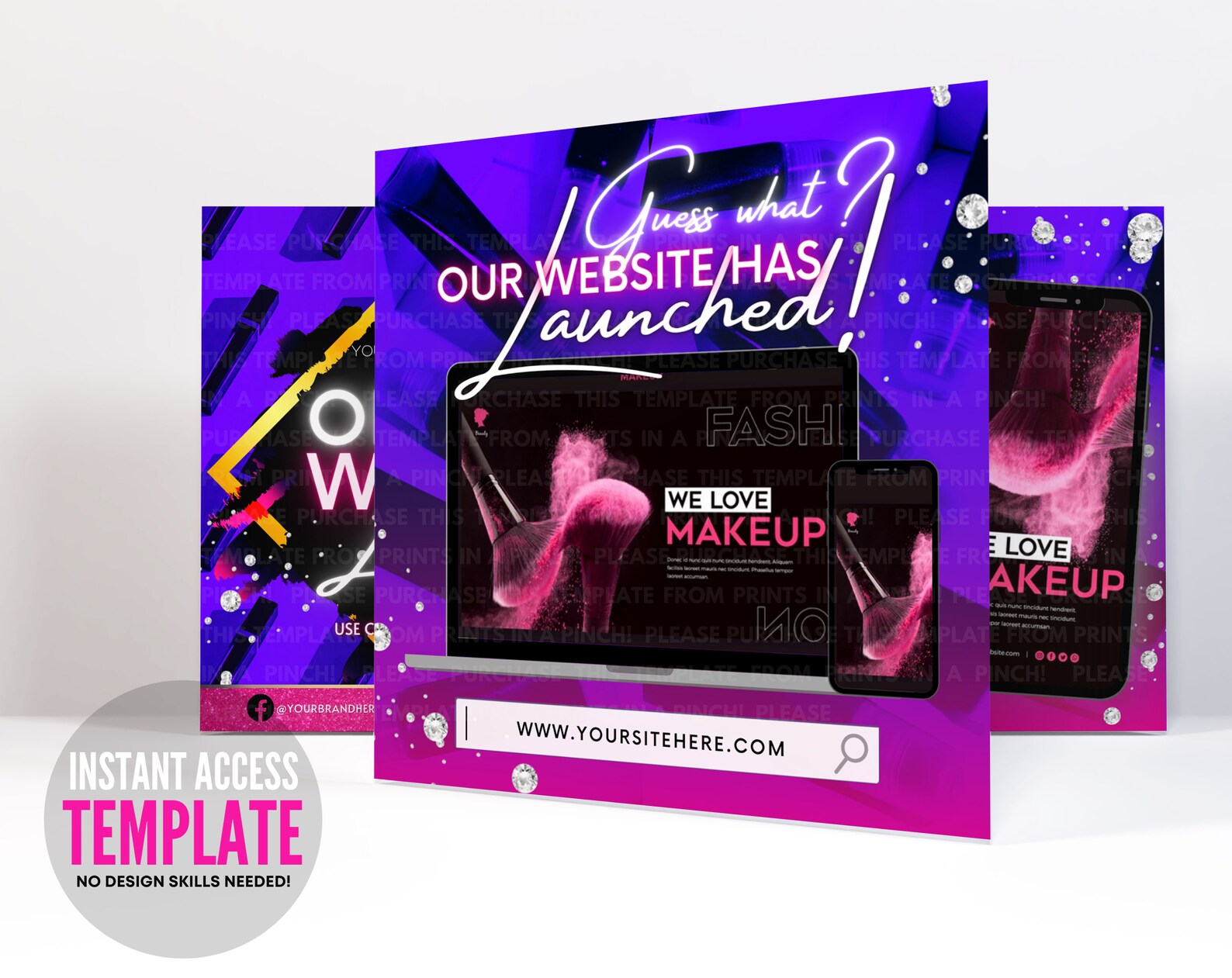 LIP GLOSS site Launch Social Media Flyer Template DIY Etsy