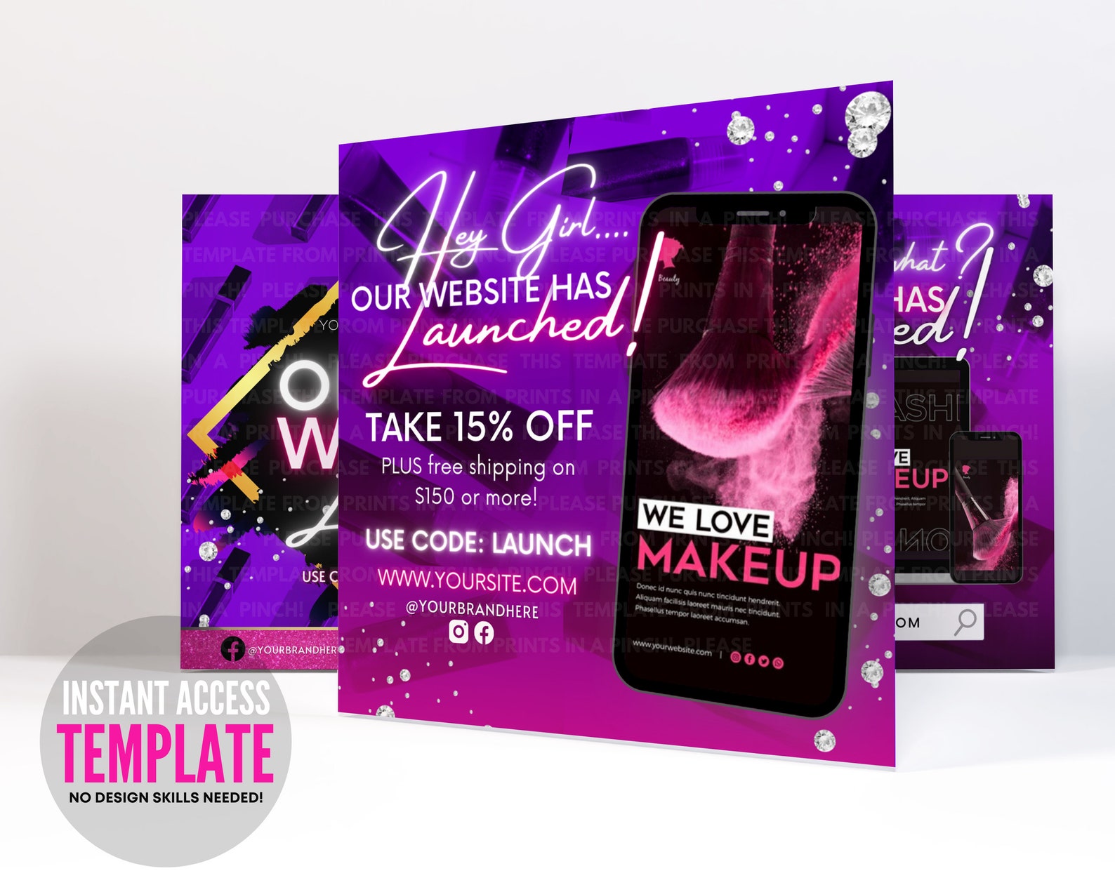 LIP GLOSS site Launch Social Media Flyer Template DIY Etsy