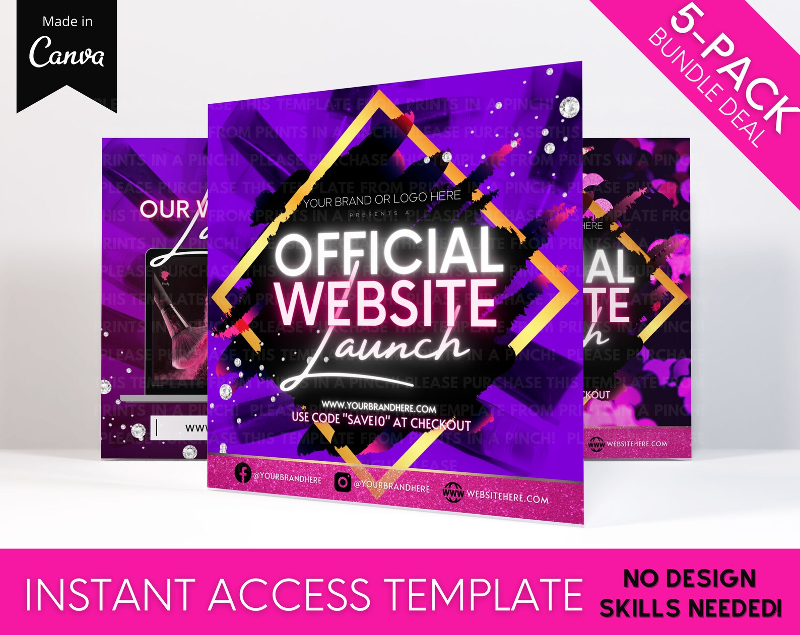 LIP GLOSS site Launch Social Media Flyer Template DIY Etsy España