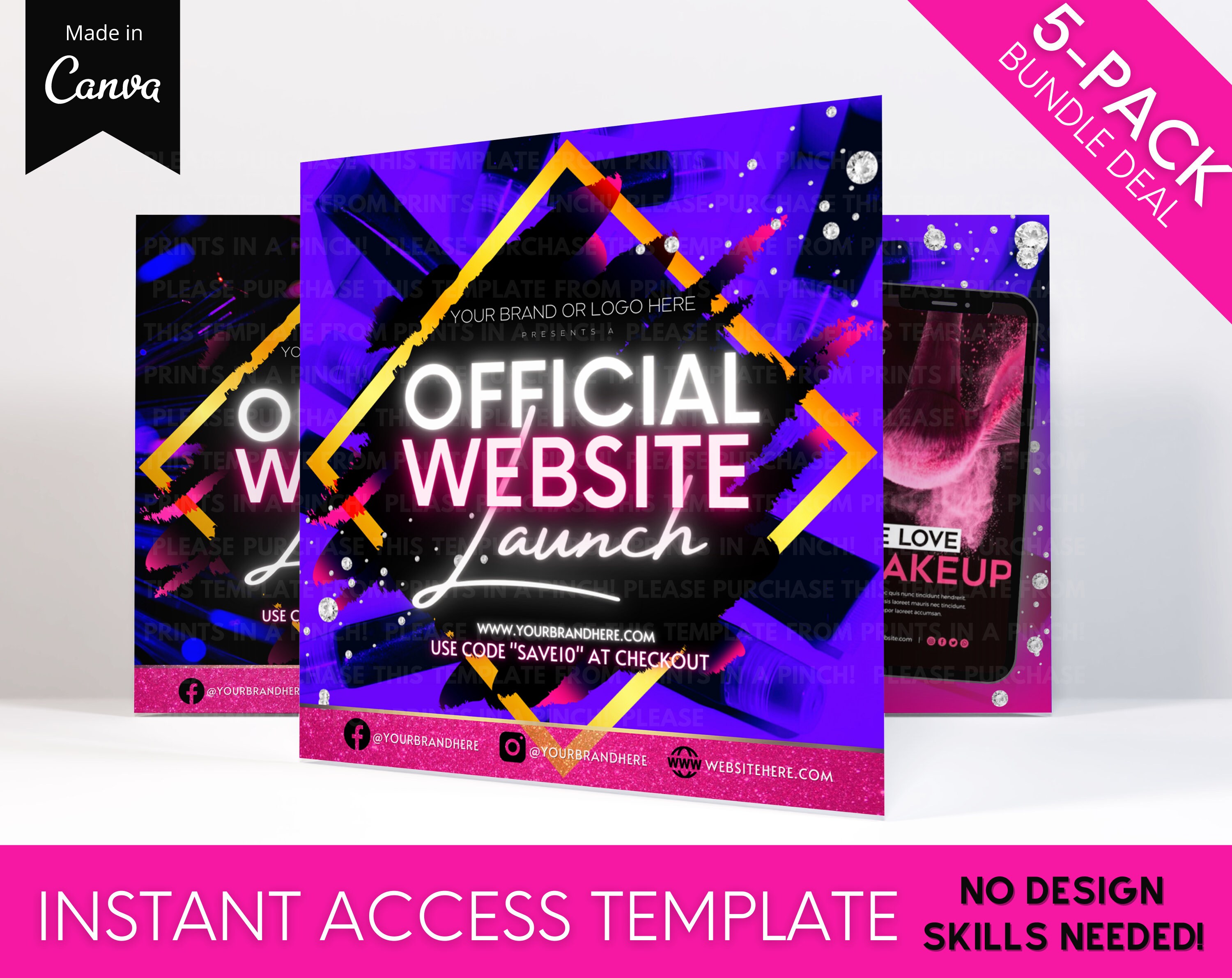LIP GLOSS site Launch Social Media Flyer Template DIY Etsy