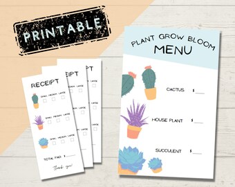 Printable Cafe Menus and Receipts for Kids Creative Play - Etsy