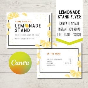 Limonadenstand-Event-Flyer - EDITIERBARE VORLAGE - Bewerben Sie Ihren Limonadenstand ganz einfach bei Nachbarn, Familie und Freunden!
