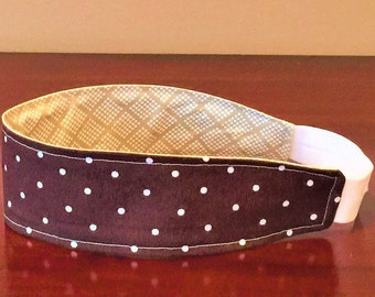 Brown and white Reversible headband for women, Polka dot headband, Girls Headband, Womens headband, Beige headband, Teen headband