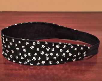 Paw Print headband for women, Reversible Headband, Black and white headband, Black Headband for women, Girls Headband, Teen headband