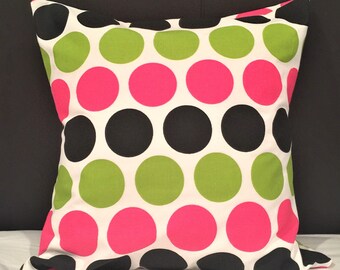 Polka dot pillow cover, Decorative Pillow Cover, colorful throw pillow cover, pink pillow cover, 16x16 pillow cover