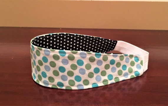 Reversible Polka dot headband for women, Blue Headband for women, Black and White Headband, Preppy Headband, Womens Headband, Teen headband