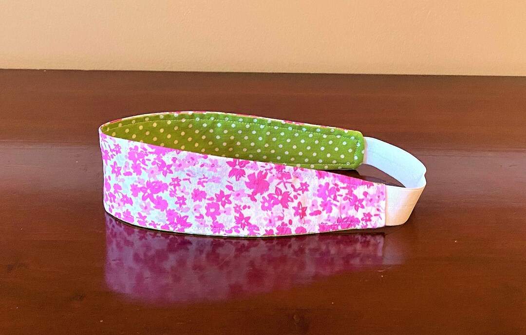 Pink and White Summer Headband for Women, Polka Dot Reversible Headband ...
