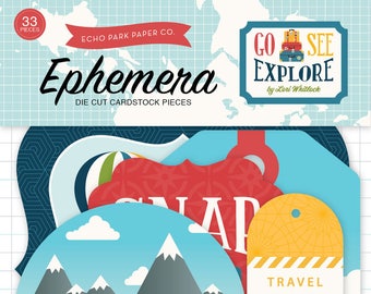 Go See Explore Ephemera - Die Cuts -Planner, Creative Journaling, Scrapbooking