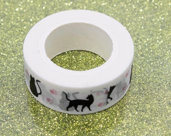 Black Cat Cute Halloween Pet Heart Washi Tape -Planner, Creative Journaling, Scrapbooking