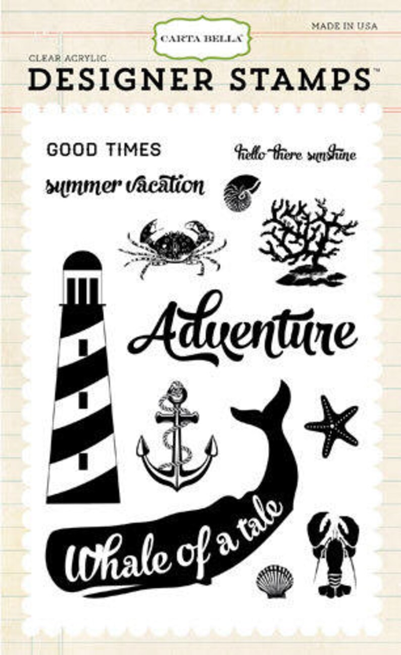 Whale of Tale 4x6 Stamp Set Echo Park Paper CBStamp1 Creative Journaling, Scrapbooking image 1