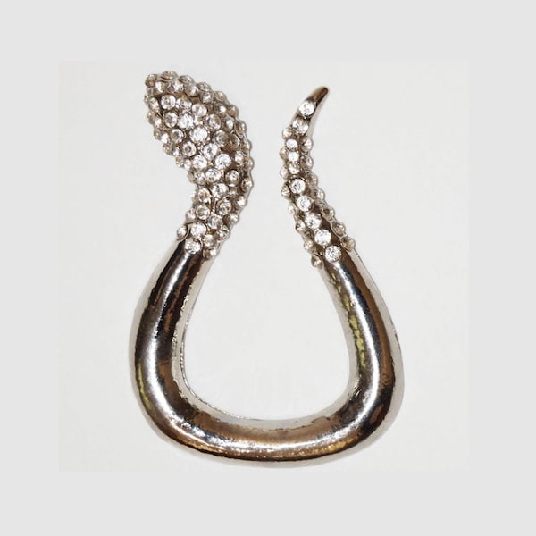 Silver Metal U-Ring Snake Accessory With Rhinestones
